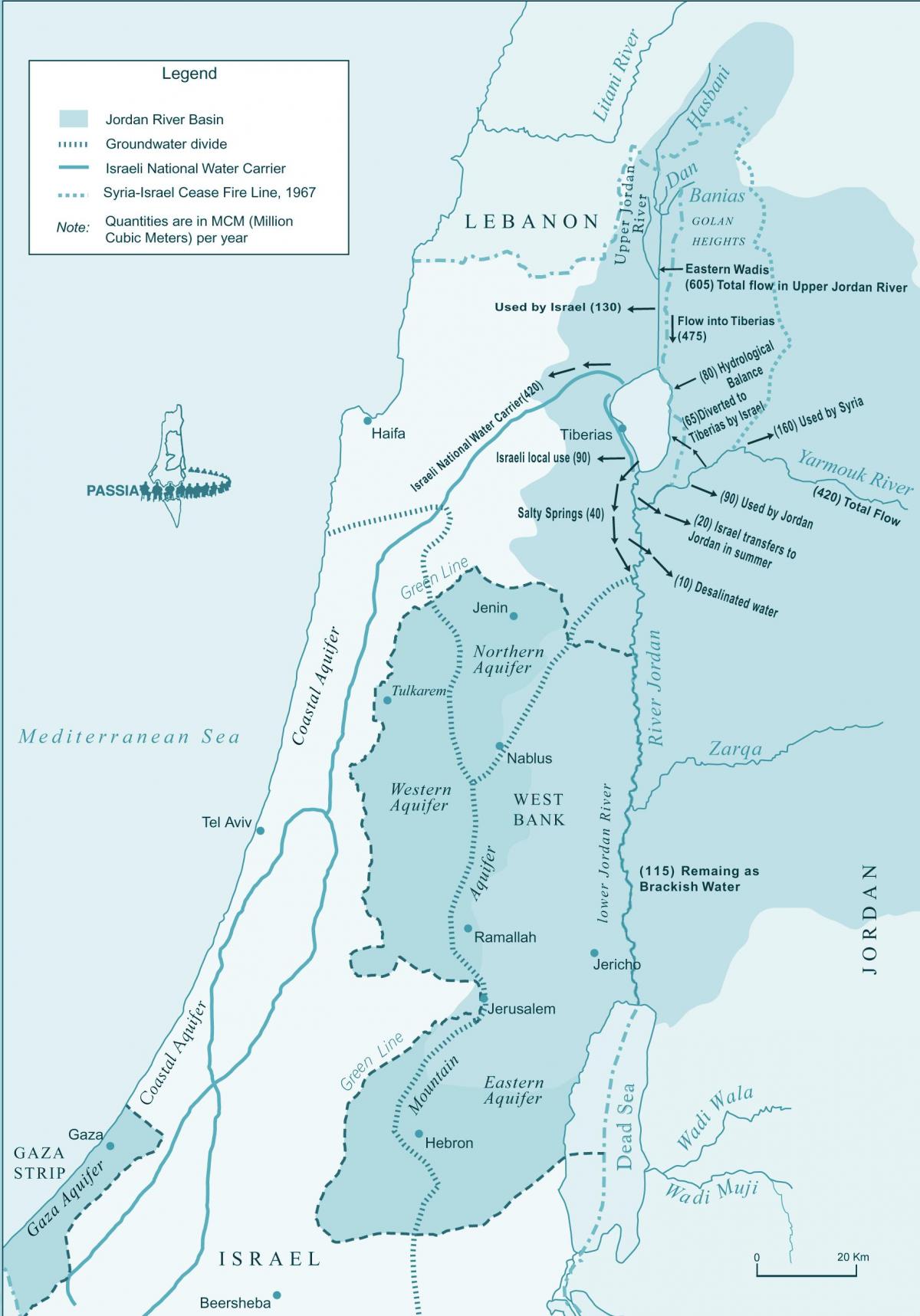 이스라엘의 지도 river
