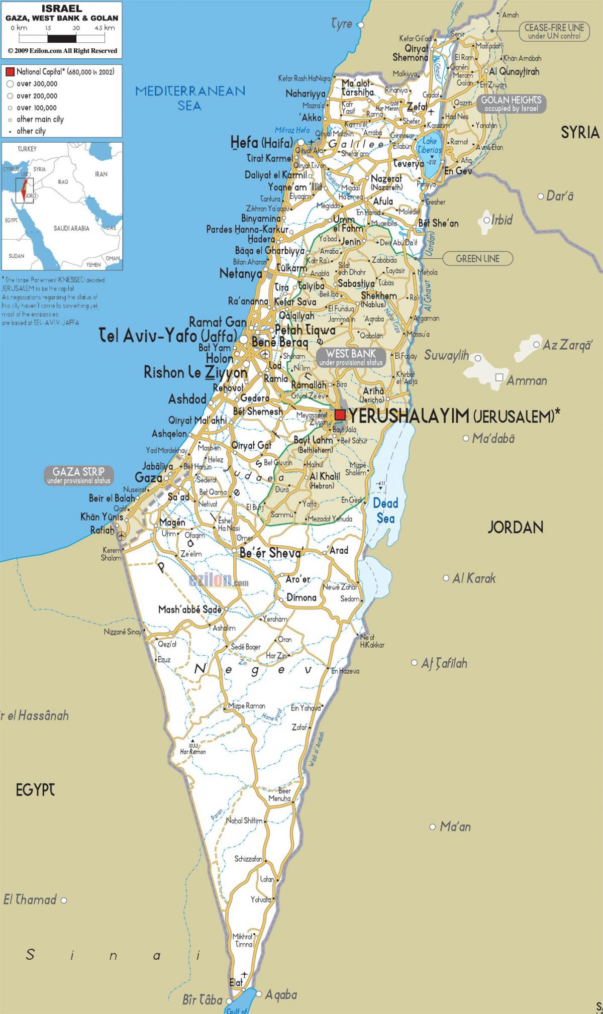 이스라엘의 지도 도로